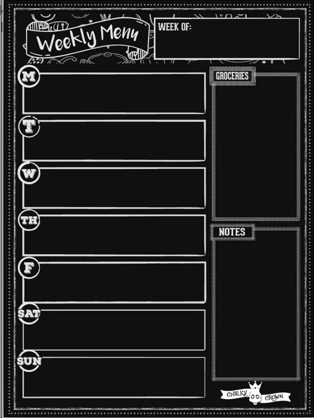 Weekly meal planner dry erase menu board for fridge